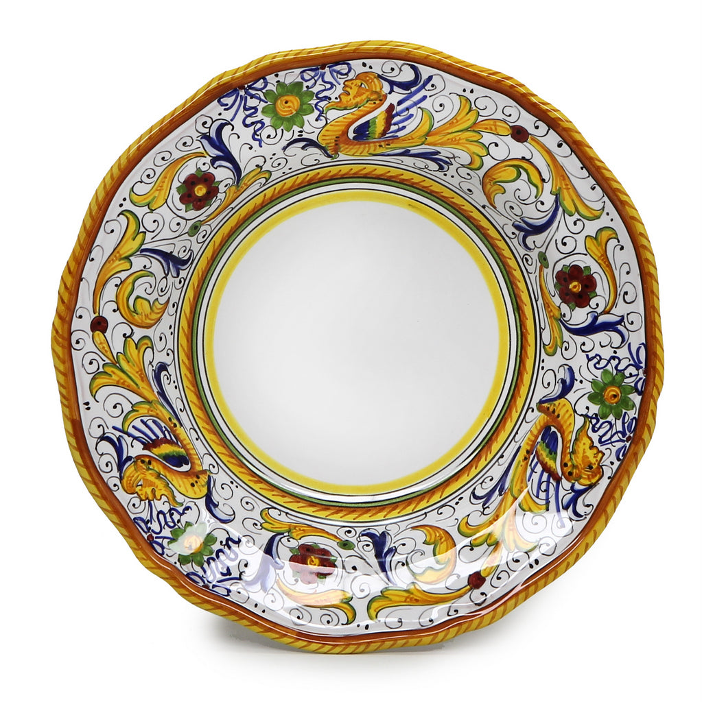 RAFFAELLESCO: Rim Pasta Soup plate (White Center) - DERUTA OF ITALY