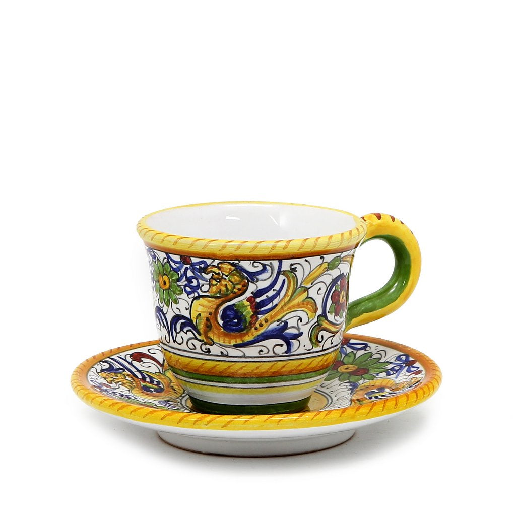 RAFFAELLESCO: Espresso cup and Saucer - DERUTA OF ITALY