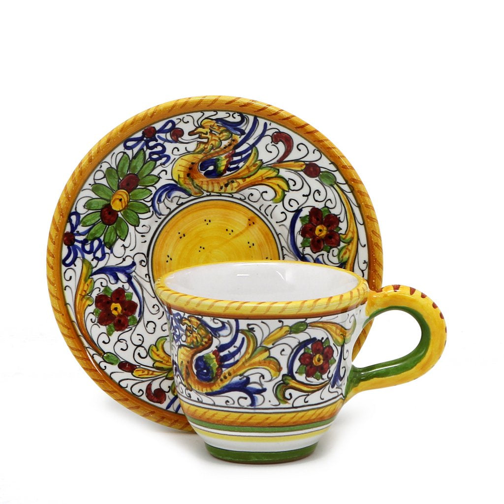 RAFFAELLESCO: Espresso cup and Saucer - DERUTA OF ITALY