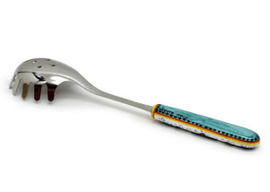 RAFFAELLESCO DELUXE: Ceramic Handle Spaghetti Tong with 18/10 stainless steel cutlery. - DERUTA OF ITALY