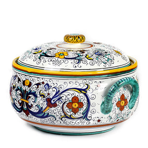RICCO DERUTA: Round Soup Tureen with Metal Ladle - DERUTA OF ITALY