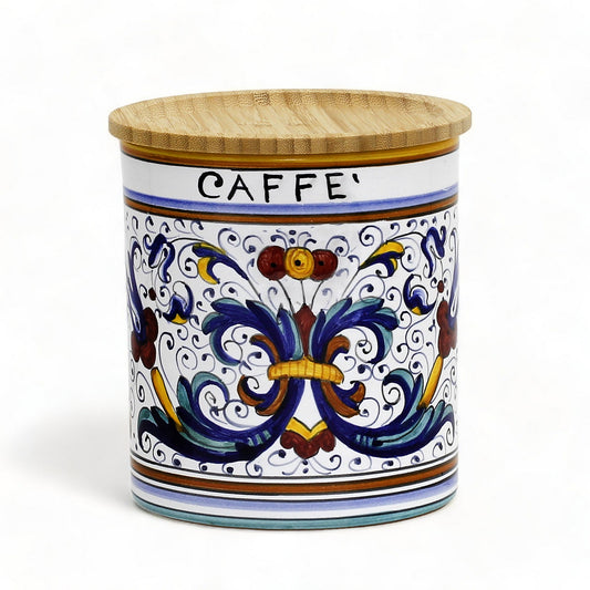 RICCO DERUTA DELUXE: NEW! Canister with Bamboo Lid - 'CAFFE' (Coffee)