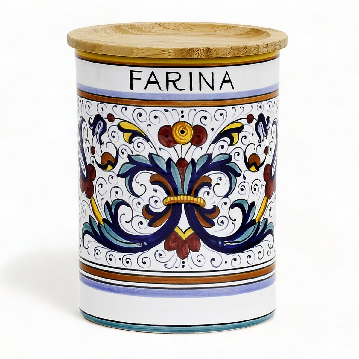 RICCO DERUTA DELUXE: NEW! Canister with Bamboo sealing Lid - 'FARINA' (Flour)