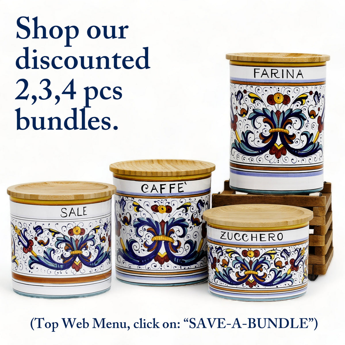 RICCO DERUTA DELUXE: NEW! Canister with Bamboo Lid - 'FARINA' (Flour)