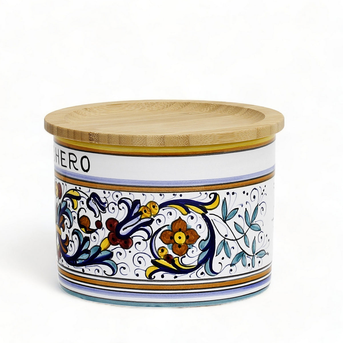 RICCO DERUTA DELUXE: NEW! Canister with Bamboo sealing Lid - 'ZUCCHERO' (Sugar)