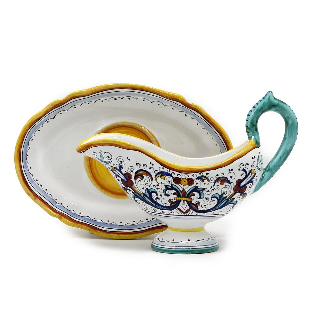 RICCO DERUTA: Gravy Sauce Boat with Tray - DERUTA OF ITALY