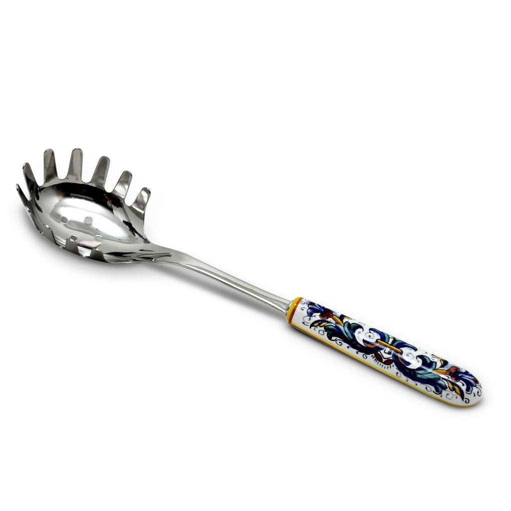 RICCO DERUTA DELUXE: Ceramic Handle Spaghetti Tong with 18/10 stainless steel cutlery. - DERUTA OF ITALY
