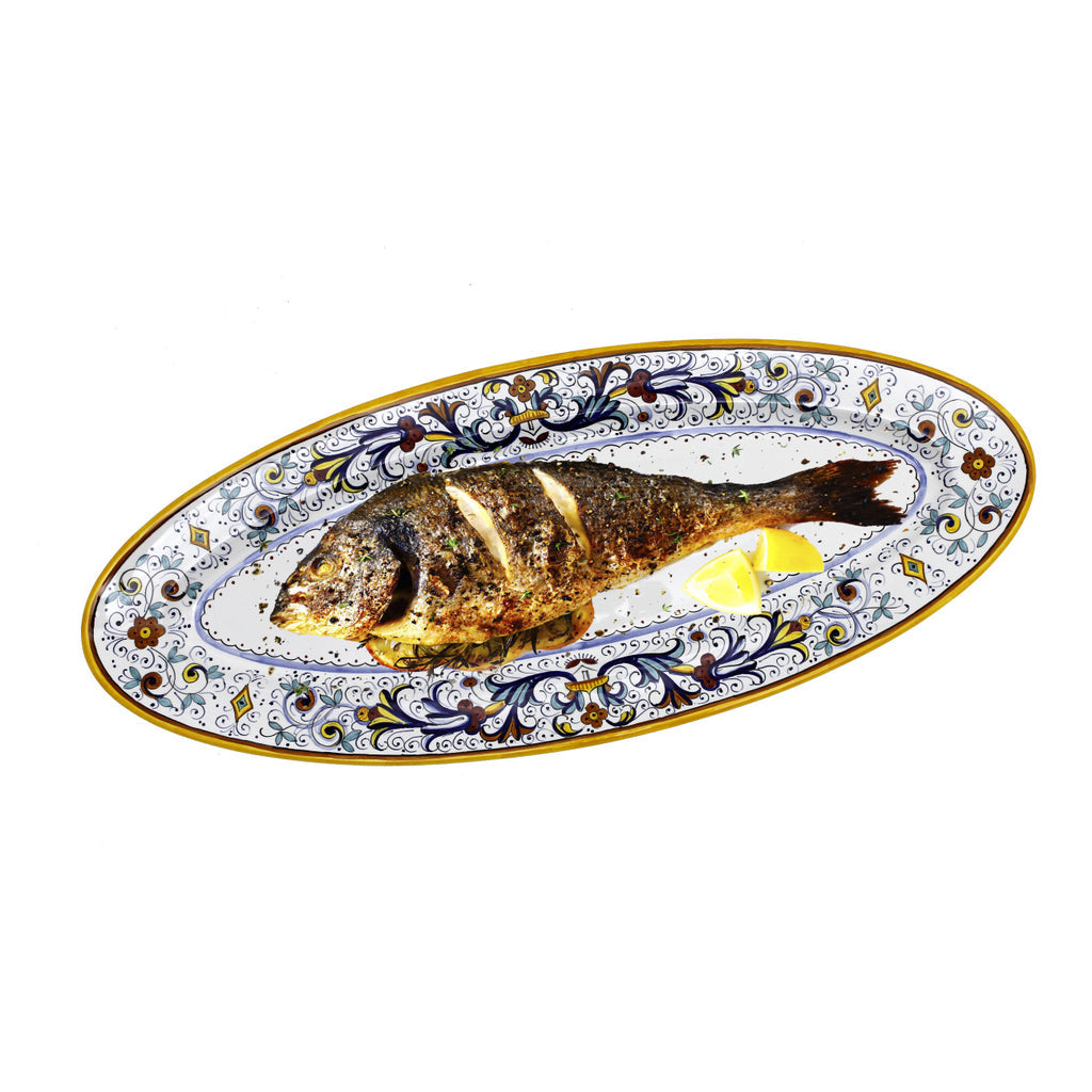 RICCO DERUTA DELUXE: Fish/Hors d'Oeuvres Oval Narrow Platter - Artistica.com