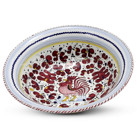 ORVIETO RED ROOSTER: Serving pasta bowl (Large) - DERUTA OF ITALY