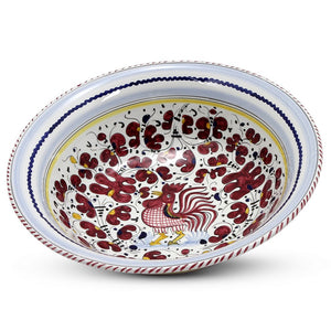ORVIETO RED ROOSTER: Serving pasta bowl (Large) - DERUTA OF ITALY