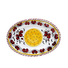 ORVIETO RED ROOSTER: Small Oval Tray 9" x 6"
