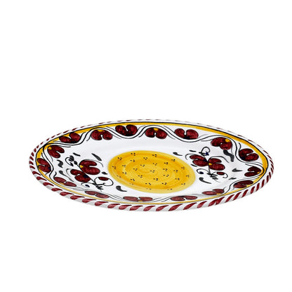 ORVIETO RED ROOSTER: Small Oval Plate