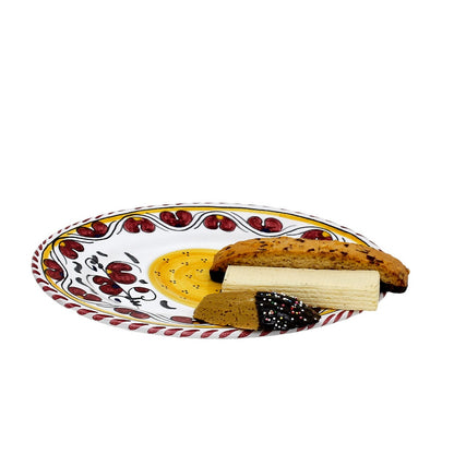 ORVIETO RED ROOSTER: Small Oval Plate