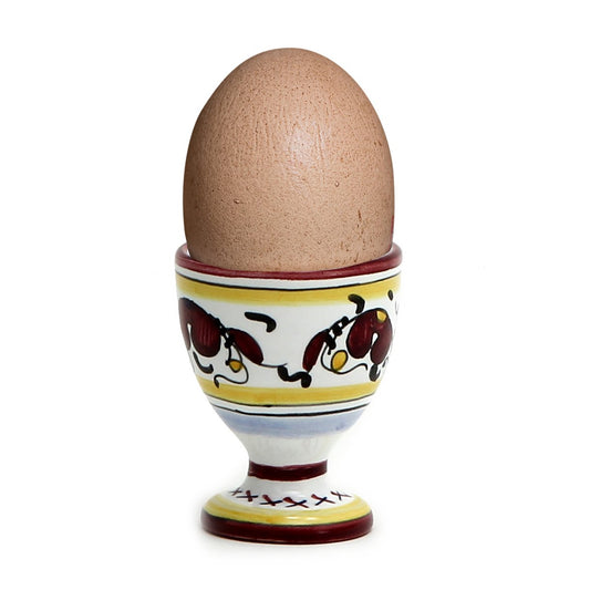 ORVIETO RED ROOSTER: Egg Holder - DERUTA OF ITALY