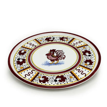 ORVIETO RED ROOSTER: Deruta Pizza Plate - Cake or Cheese Platter. - DERUTA OF ITALY