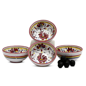 ORVIETO RED ROOSTER: Small Condiment Bowl (1 Cup) - DERUTA OF ITALY